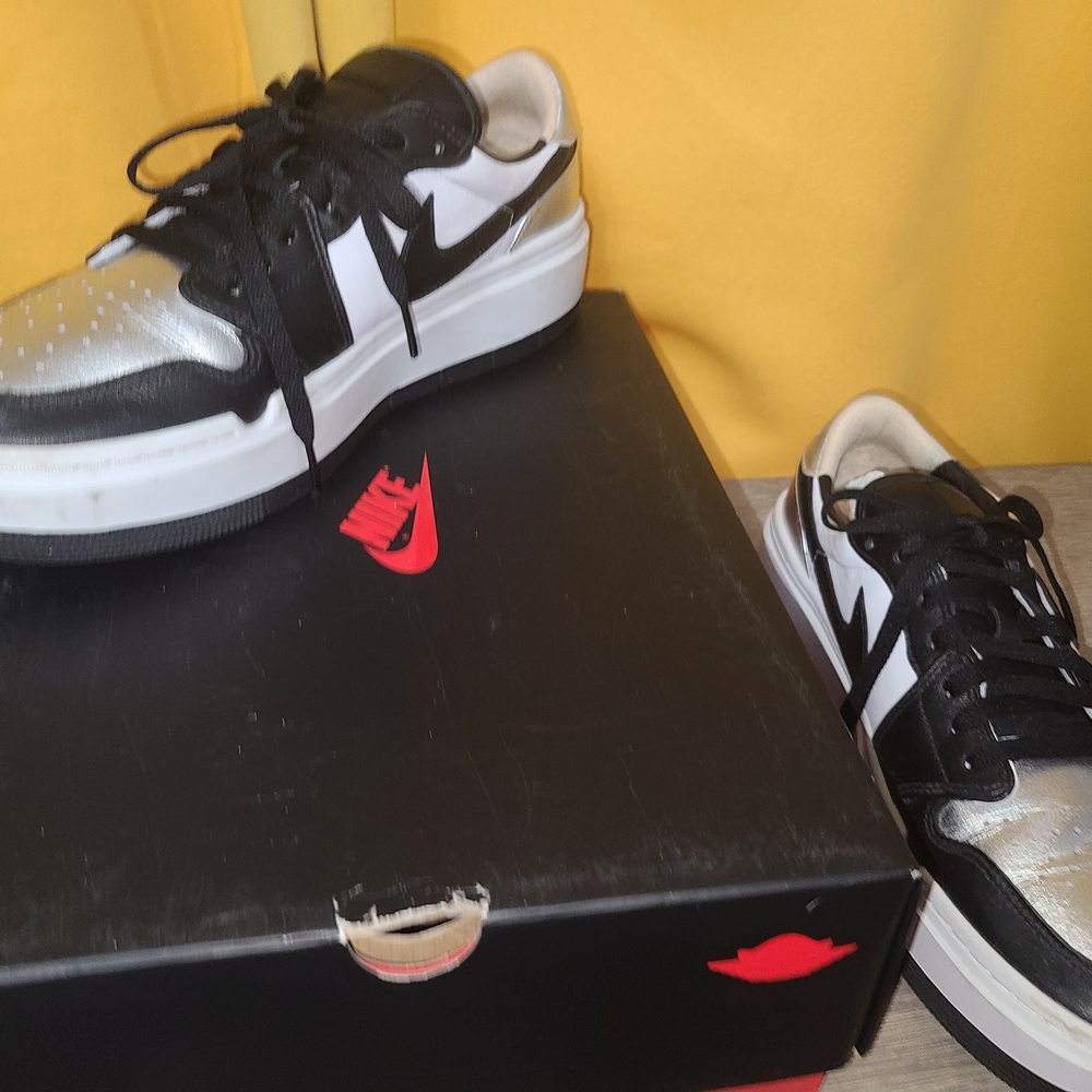 Nike Women's Air Jordan Elevate Low Black and Silver Sneakers